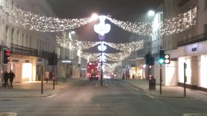 The main shopping street in Leamington, dressed up for Chistmas